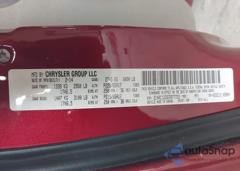 2014 Chrysler Town & Country Touring-L from USA, damaged, VIN 2C4RC1CG5ER277723